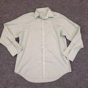 Charles Tyrwhitt Dress‎ Shirt Mens 16.5 33 White Green Grid No Iron French Cuff